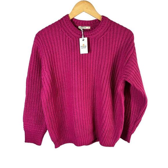 Marine Layer Ribbed Oversized Crewneck Sweater Size Small Rose Violet - Picture 1 of 12